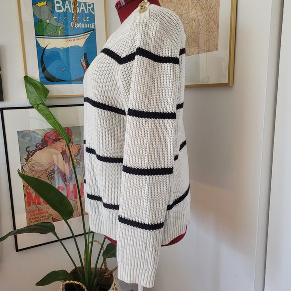 Joe Fresh Women’s XL Breton Knit Sweater with Button Detail - Picture 2 of 5